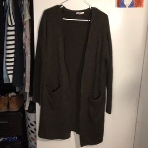 Olive Green Long Cardigan